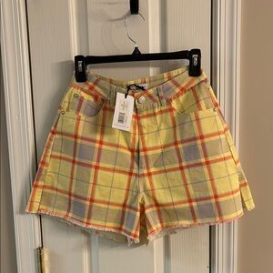 Net. Weworewhat Plaid Yellow and Gray Women's Shorts. Size 25
